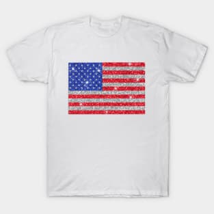 American Flag Glitter Sticker T-Shirt